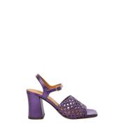 Chie Mihara Högklackade sandaler i druvfärgat läder Purple, Dam