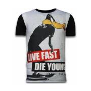 Local Fanatic Duck Live Fast Rhinestone - Man t shirt - 11-6262Z Black...