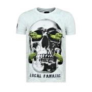 Local Fanatic Skull Snake Rhinestones - Herr T-shirt - 6326W White, He...