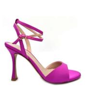 Roberto Festa Barbie Pink Satin Högklackade Sandaler Purple, Dam