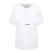 Saint Laurent Rive Gauche Logo Print T-Shirt White, Dam