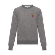 Comme des Garçons Tröja med rund hals och broderade jordgubbar Gray, H...