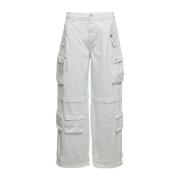 Icon Denim Wide Trousers White, Dam