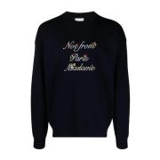 Drole de Monsieur Blåa Sweaters med Blomsterslogan Blue, Herr