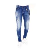 Local Fanatic Jeans med blekta stänk - 1035 Blue, Herr