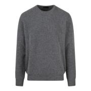 Roberto Collina Superfin Merino Crewneck Sweater Gray, Herr