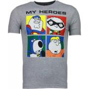 Local Fanatic Super Family My Heroes - T Shirt Herr - 51001G Gray, Her...