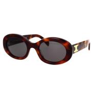 Celine Stiliga ovala solglasögon med Havana-ram och gråa linser Brown,...