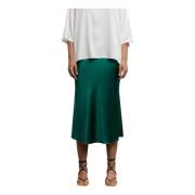 Ahlvar Gallery Satin Bias Cut Midi Skirt Green, Dam