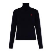 Ami Paris Ull turtleneck tröja Blue, Dam