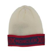 Moncler Logoed Beanie, Klassisk Stil White, Unisex