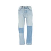 Mother Blå Denim Bootcut Jeans med Hög Midja Blue, Dam
