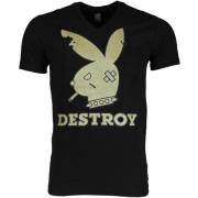 Local Fanatic Bunny Destroy - Man T Shirt - 1334Z Black, Herr
