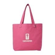 Rick Owens Logo Print Tote Bag i Bomullskanvas Pink, Dam