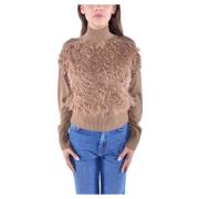 Max Mara Studio Goccia Ullblandad Crewneck Tröja Brown, Dam