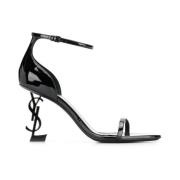 Saint Laurent Opyum Sandals In Patent Leather With A Black Heel Black,...
