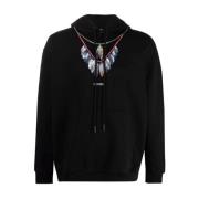 Marcelo Burlon Fjäder Halsband Tryck Sweatshirt Black, Herr