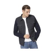 Gran Sasso Marinblå Bi-Material Jacka Skjorta Black, Herr