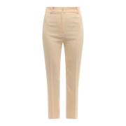 Hebe Studio Leather Trousers Beige, Dam