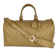 Chanel Vintage Vintage Beige Läder Chanel Resväska Beige, Dam