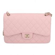 Chanel Vintage Förägad Rosa Läder Klassisk Klapptas Pink, Dam