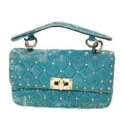 Valentino Vintage Pre-owned Sammet handvskor Blue, Dam