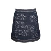 Chanel Vintage Förägda Bomull Shorts-Kjolar, Chanel Floral Motif Denim...