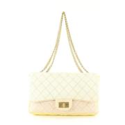 Chanel Vintage Beige Tyg Axelväska Beige, Dam