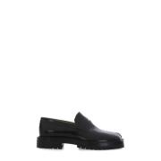 Maison Margiela Svarta Läderloafers med Tabi Tå Black, Herr