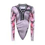 Y/Project Rosa och svart bodysuit med rutmönster Pink, Dam
