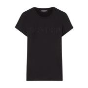 Dondup Slim Jersey T-shirt med Strass Logo Black, Dam