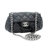 Chanel Vintage Förhandsägd Svart Läder Chanel Flap Väska Black, Dam