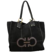 Salvatore Ferragamo Pre-owned Förägd duk Totevskor Black, Dam