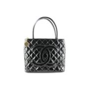 Chanel Vintage Svart Läder Vintage Väska Black, Dam