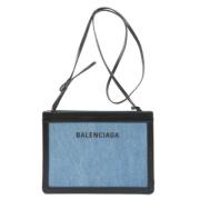Balenciaga Vintage Begagnad Blå Kanvastygväska Blue, Dam