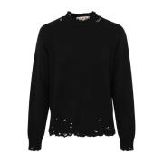 Marni Boxy Fit Crew Neck Sweater med Handgjord Logobroderi Black, Herr