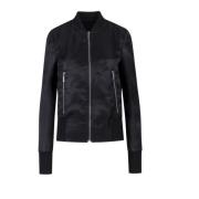 Sapio Svart Satin Bomberjacka Black, Dam