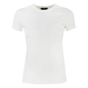 Elisabetta Franchi Bomull Logo T-shirt för Kvinnor White, Dam