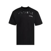 Balenciaga Handritad Logotyp T-shirt i Ren Bomull Black, Herr