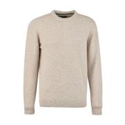 Barbour Gråa Sweaters med Klassisk Crewneck Design Beige, Herr