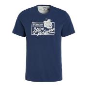 Barbour Eddie T-Shirt med Motorcykeltryck Blue, Herr