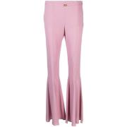 Blumarine Stiliga Wide Trousers med Paw Mönster Pink, Dam