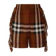 Burberry Korta rutiga silkesshorts Brown, Dam