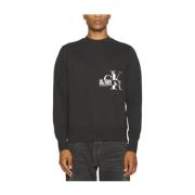 Calvin Klein Glitched CK Logo Sweatshirt Black, Herr