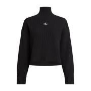 Calvin Klein Svarta Sweaters - Kort Pullover Black, Dam