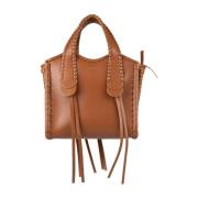 Chloé Karamellfärgad Läder Mony Handväska med Dekorativ Söm Brown, Dam