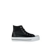 Converse Chuck Taylor All Star Platform Leather High-Top Sneakers Blac...