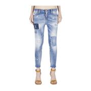 Dsquared2 Snygga Slim-Fit Jeans med Färgfläckar Blue, Dam