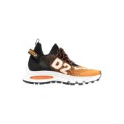 Dsquared2 Bränd Orange Bladtryck Sneakers Orange, Herr