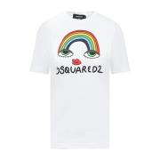 Dsquared2 Regnbågs Logo Print T-Shirt White, Dam